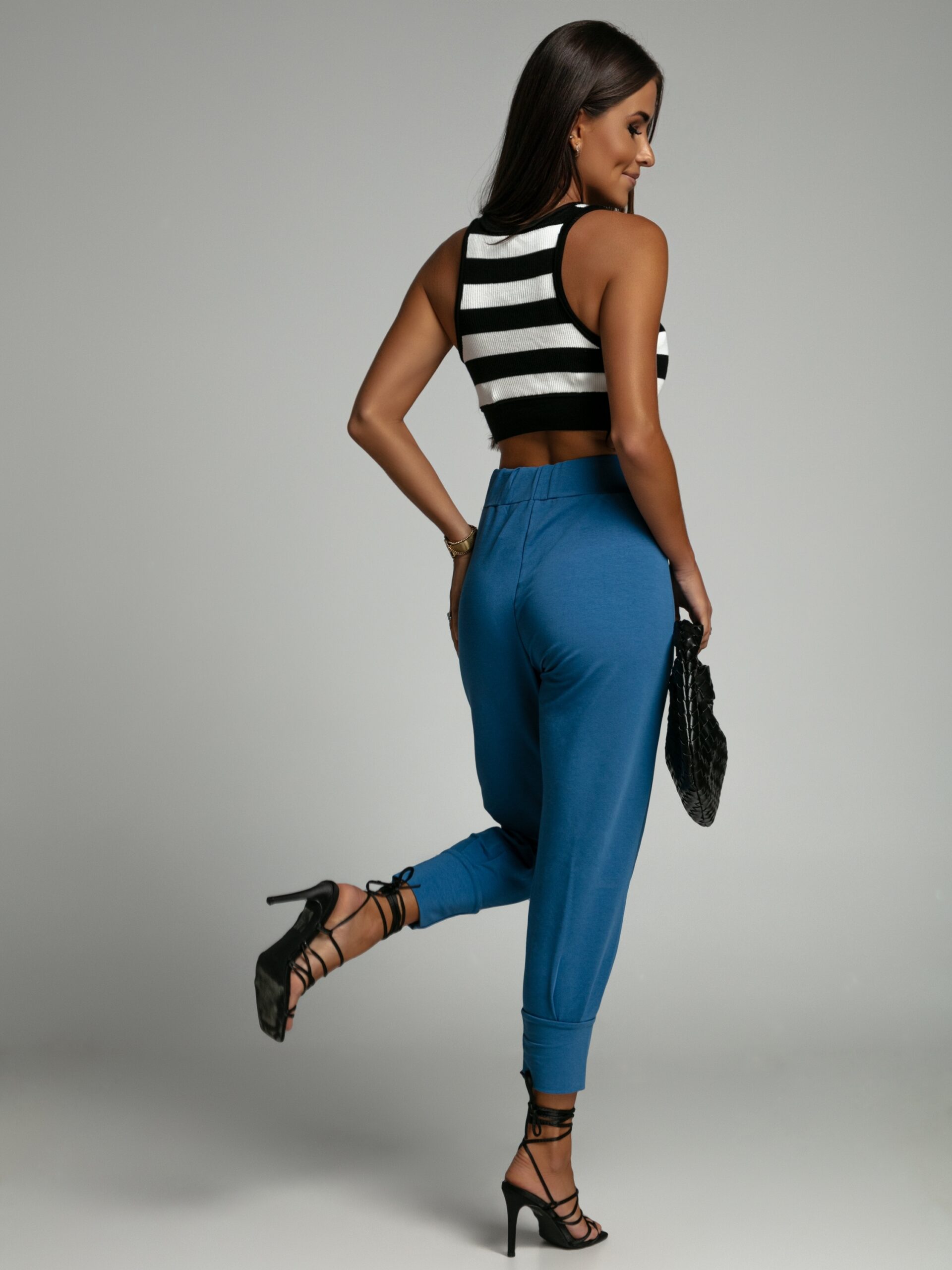 Top prążkowany Duos biało-czarny