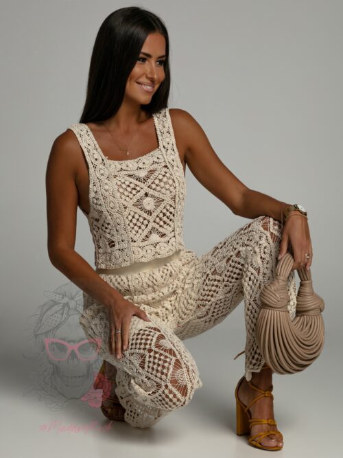 Komplet gipiurowy Gema beżowy