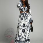 Sukienka maxi Barbera biało-czarna