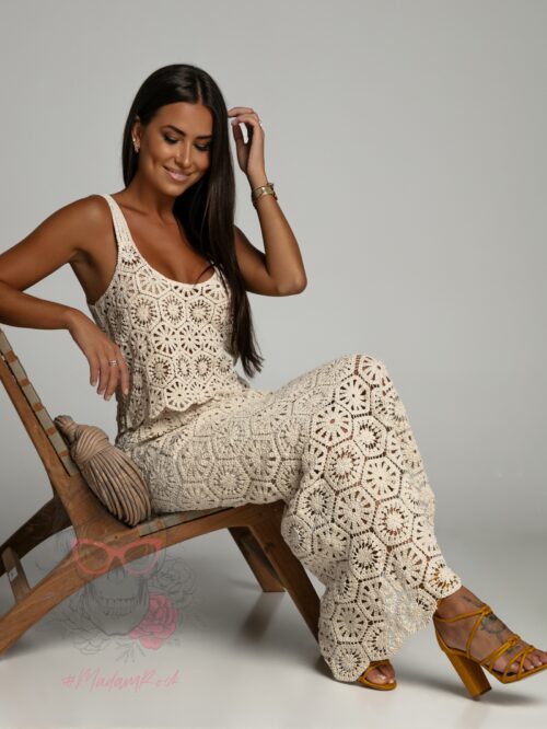 Spódnica ażurowa boho Meceo beżowa