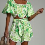 Komplet wakacyjny Cucumber zielono-biały