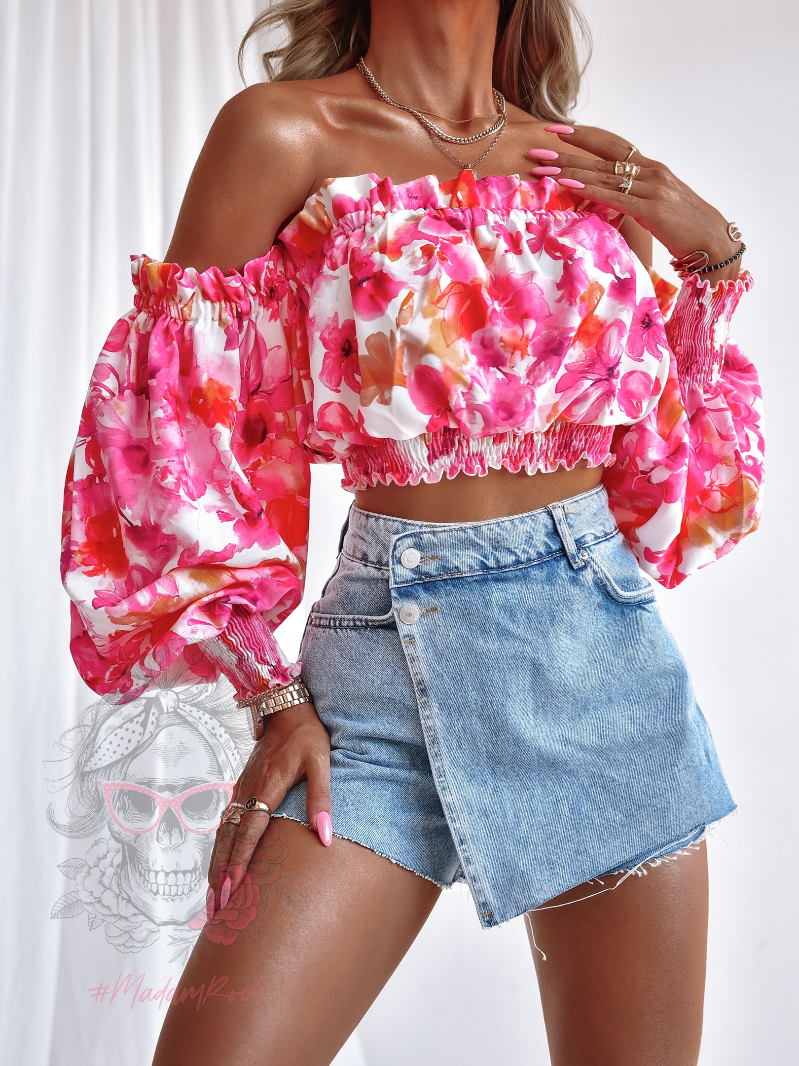 Bluzka hiszpanka NB Power Flower różowy