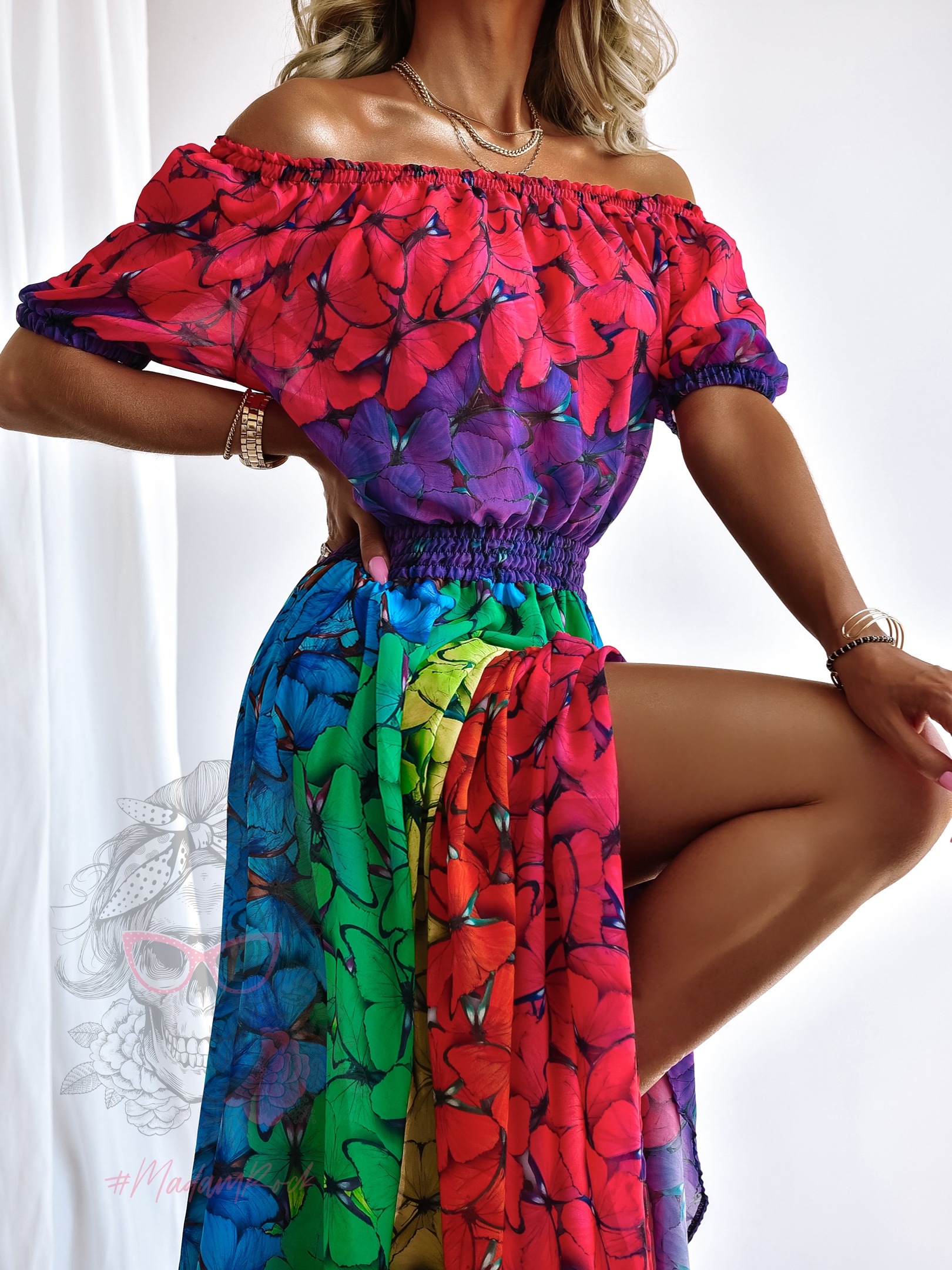 Sukienka maxi NB Butterflies for blondes kolorowa