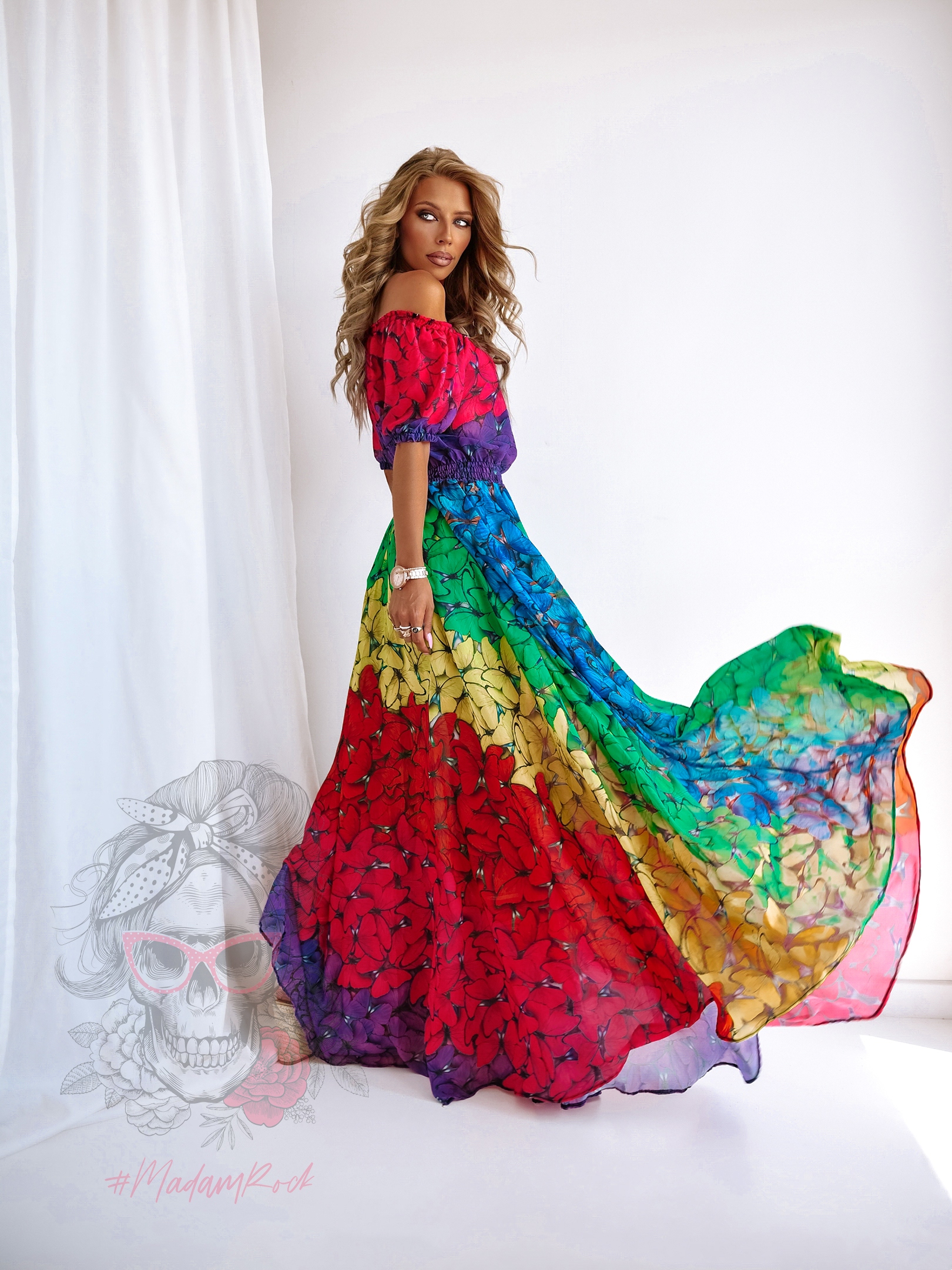 Sukienka maxi NB Butterflies for blondes kolorowa