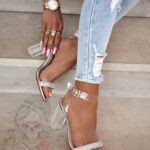 Sandały na słupku Madam Linda srebrne