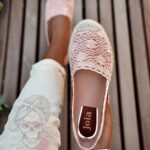 Espadryle Madam Bahamas koronkowe pudrowe