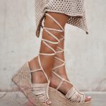 Sandały koturny Madam Pago High beżowe