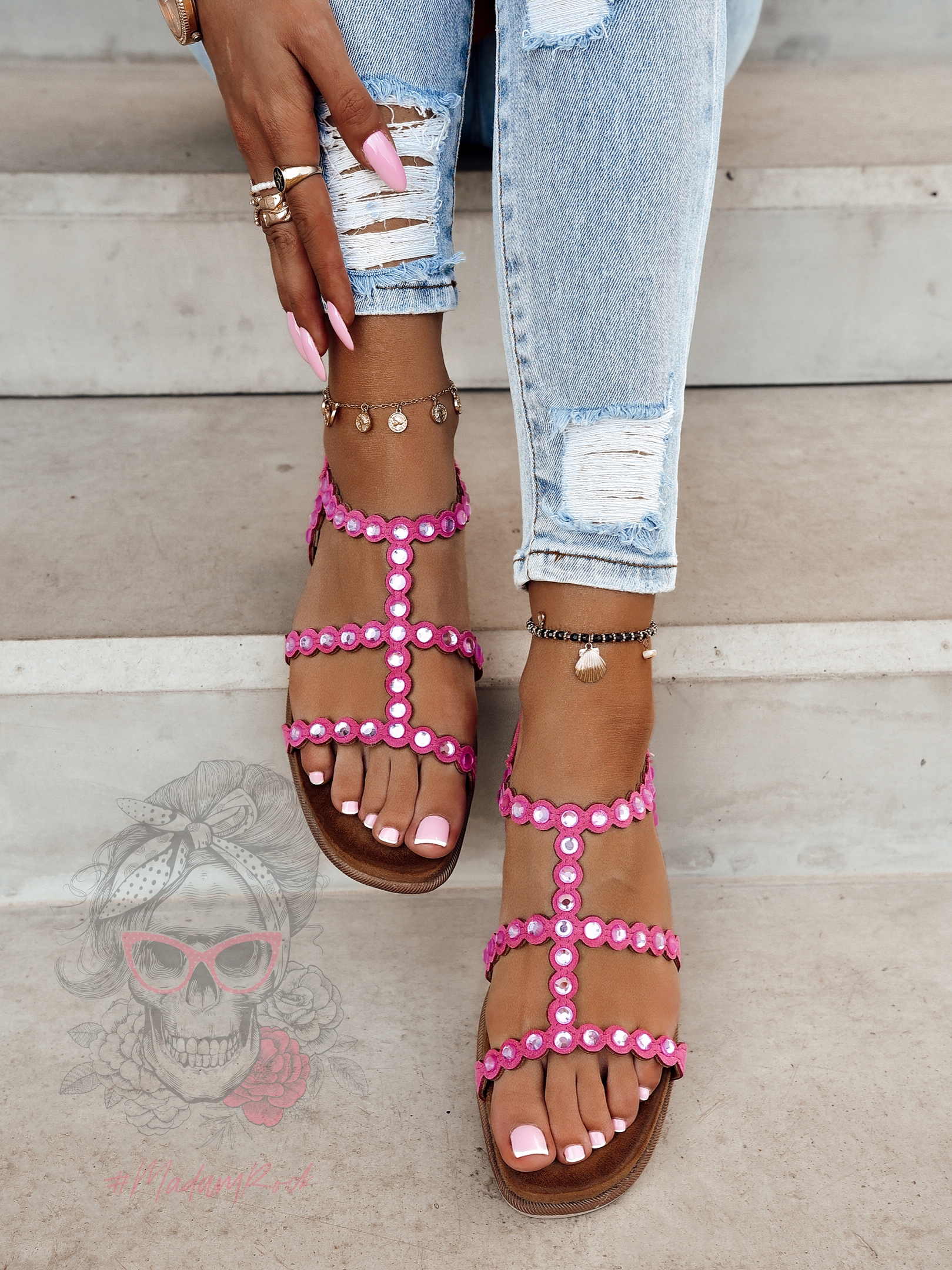 Sandały płaskie Madam Around różowe Sandały płaskie Madam Around różowe