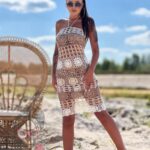 Spódnica ażurowa/ sukienka Contoy brązowo-beżowa