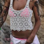 Top ażurowy boho Meceo beżowy