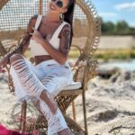 Spodnie sznurkowe z frędzlami Catch ecru