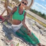 Spodnie sznurkowe z frędzlami Catch ecru-zielone