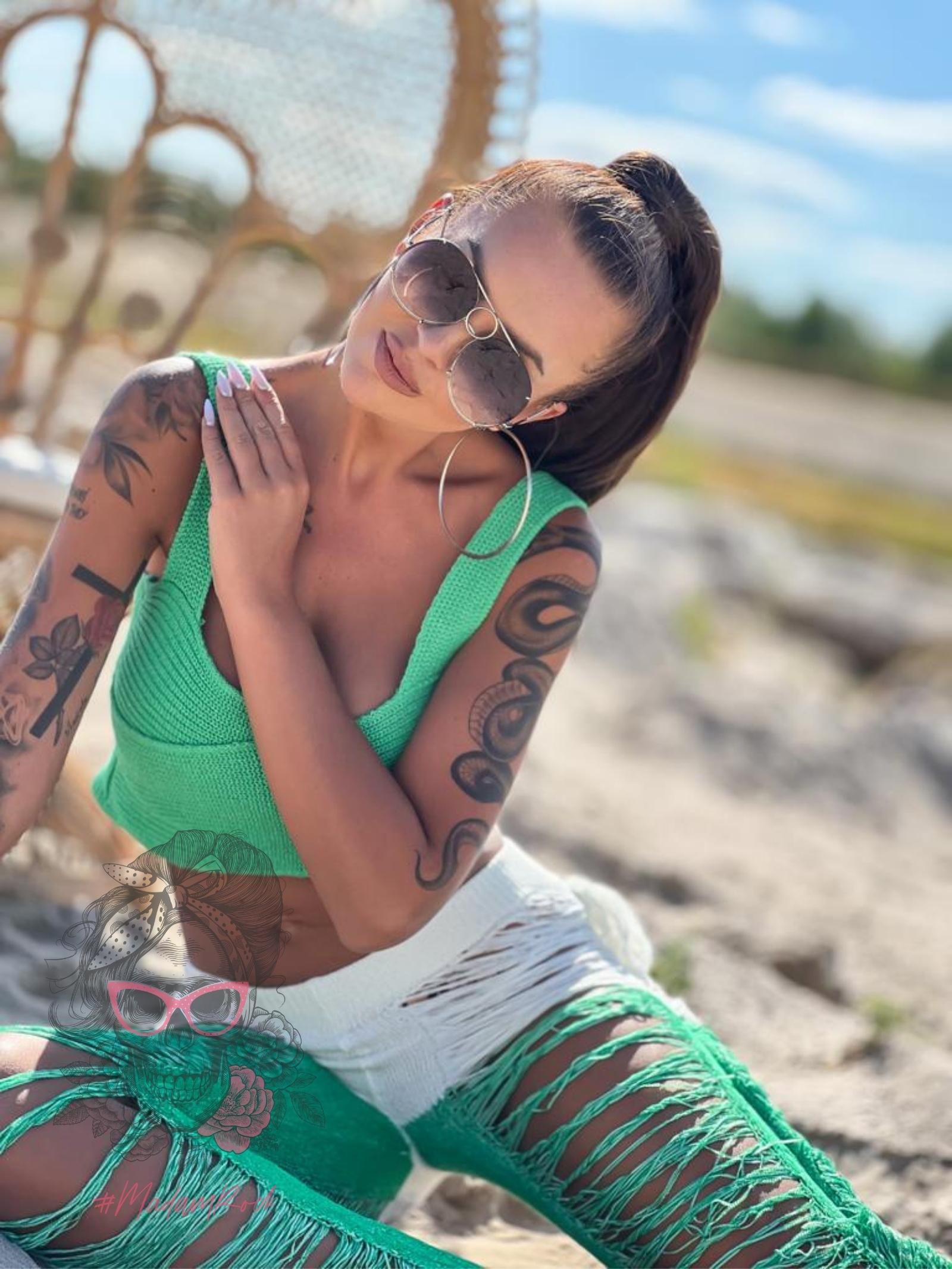 Spodnie sznurkowe z frędzlami Catch ecru-zielone Spodnie sznurkowe z frędzlami Catch ecru-zielone