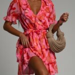 Sukienka wakacyjna w kwiaty Margot różowa