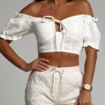 Spodnie bawełniane Werbella ecru