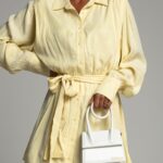 Sukienka koszulowa gładka Elva cytrynowa