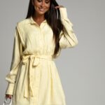 Sukienka koszulowa gładka Elva cytrynowa