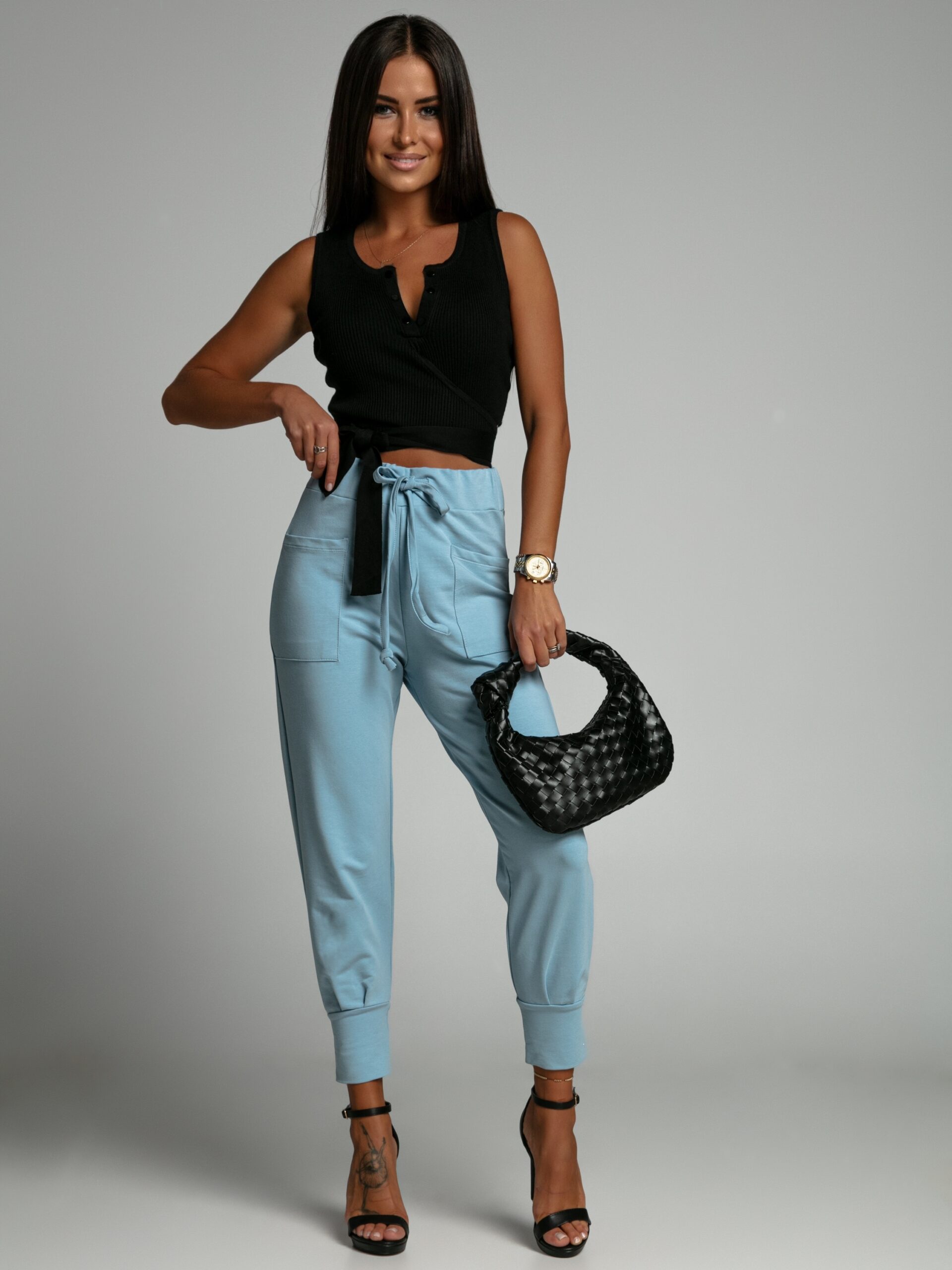 Top prążkowany Ingrid czarny