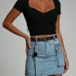 Top prążkowany na krótki rękaw Kodar czarny