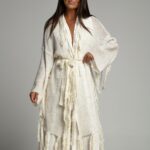 Sweter boho Ale Jazz ecru-złoty