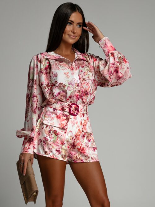 Komplet w kwiaty Dilja Power różowy