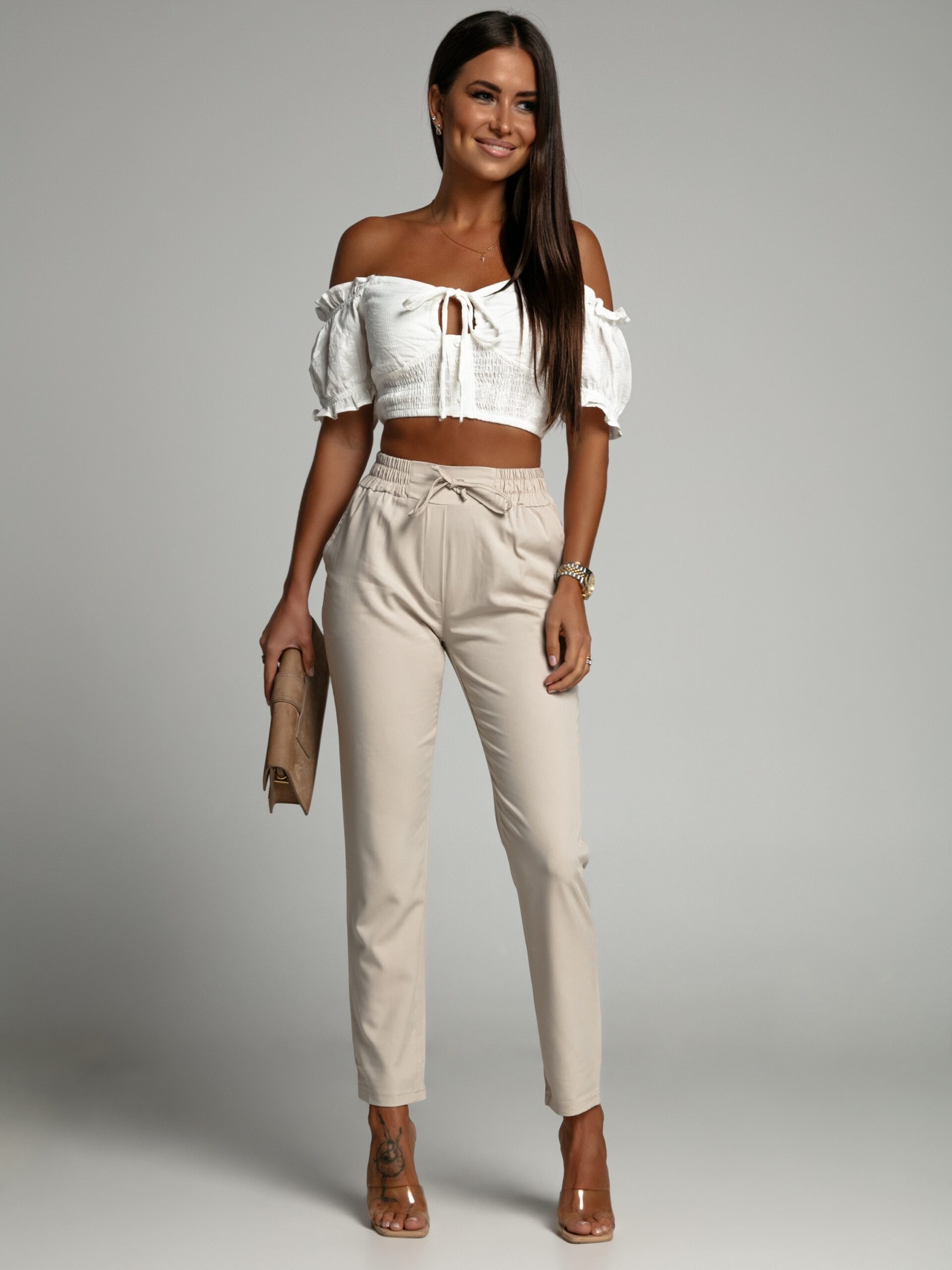 Top bawełniany Gipeli ecru Top bawełniany Gipeli ecru