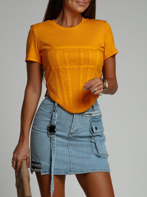 Bluzka z haftkami Manos pomarańczowa