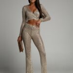 Komplet z metaliczną nitką Hepburn złoty