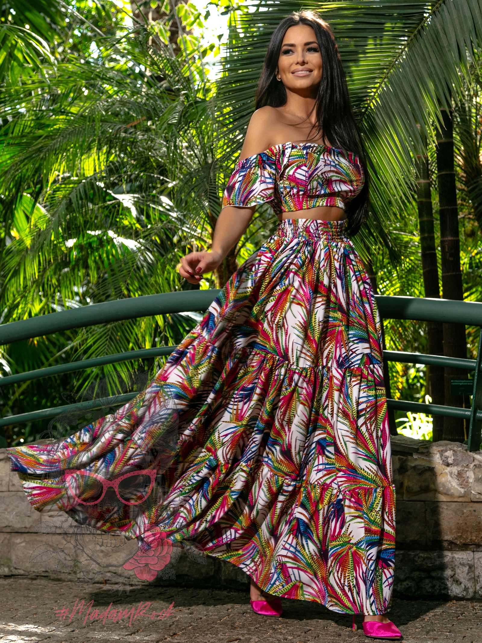 Spódnica maxi plus top NB Ganja kolorowy