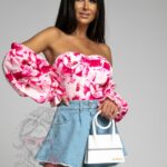 Bluzka hiszpanka Bunga w storczyki różowa