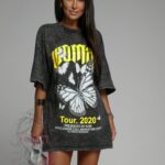 T-shirt dekatyzowany Collab szary-limonka