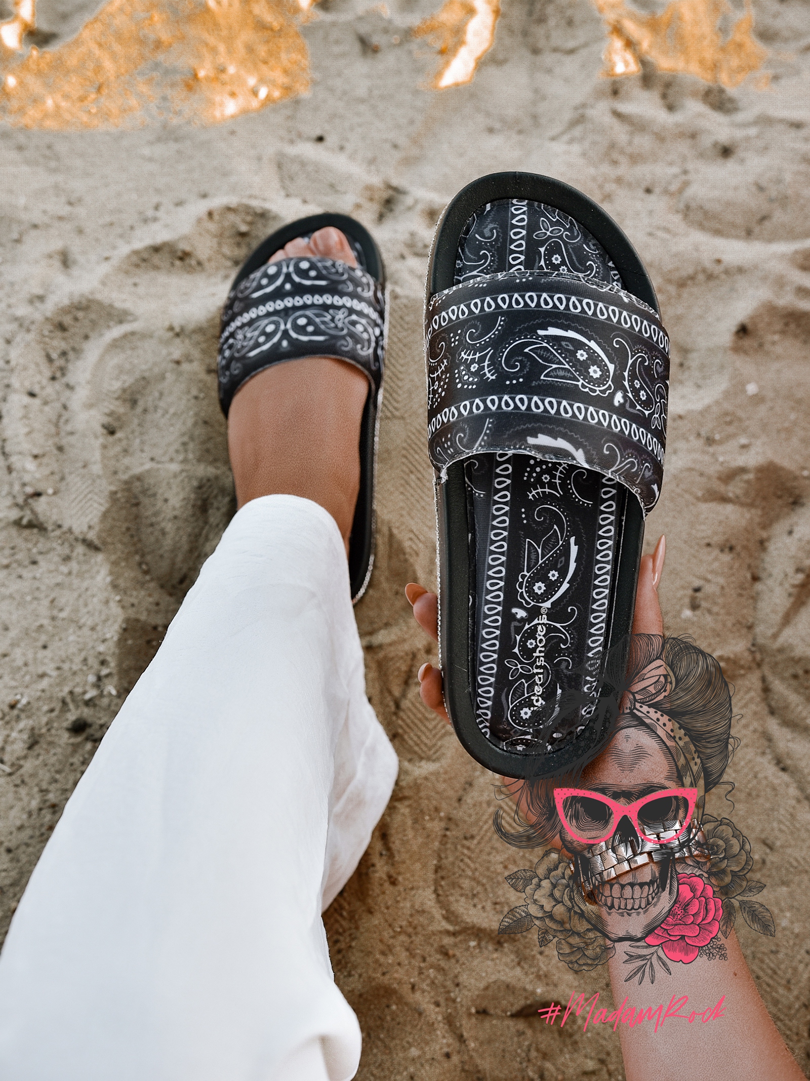 Klapki z cyrkoniami Rock Bandit czarne