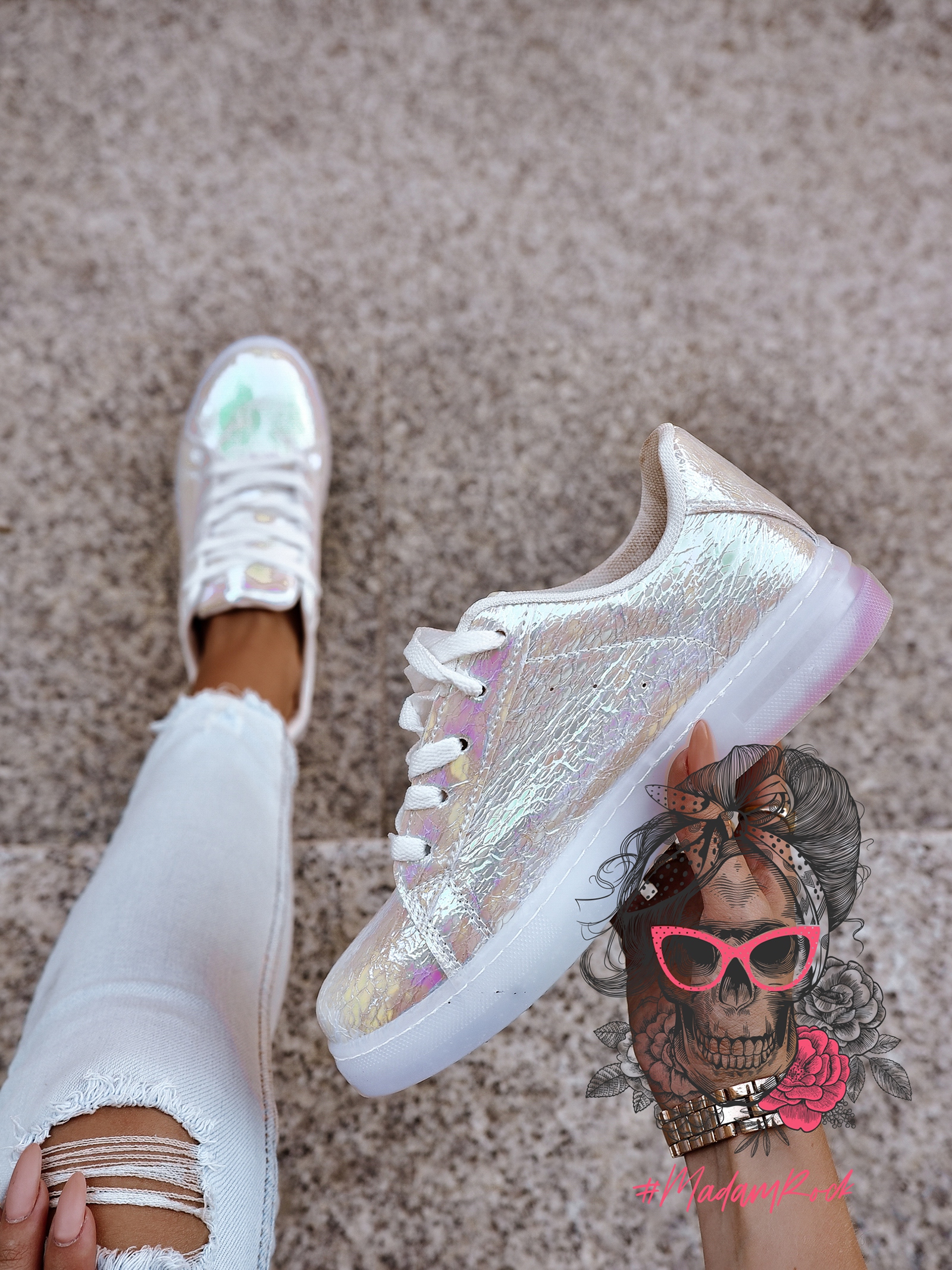 Trampki Madam Iris tęczowe białe Trampki Madam Iris tęczowe białe