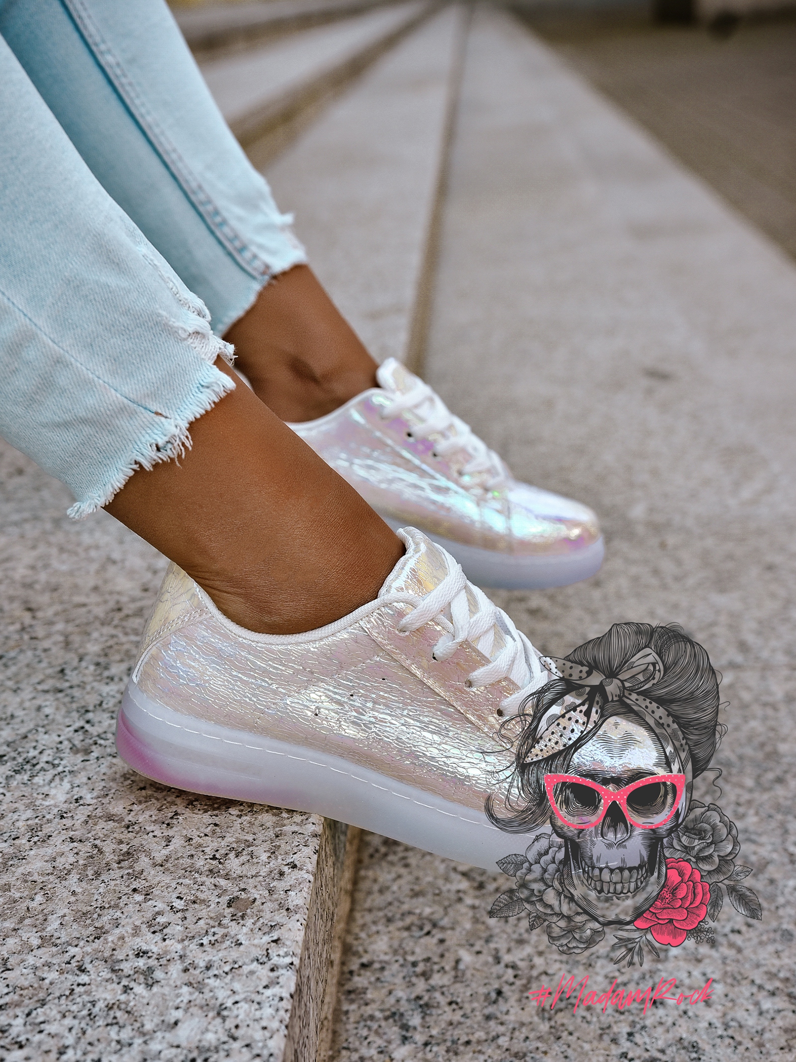 Trampki Madam Iris tęczowe białe Trampki Madam Iris tęczowe białe