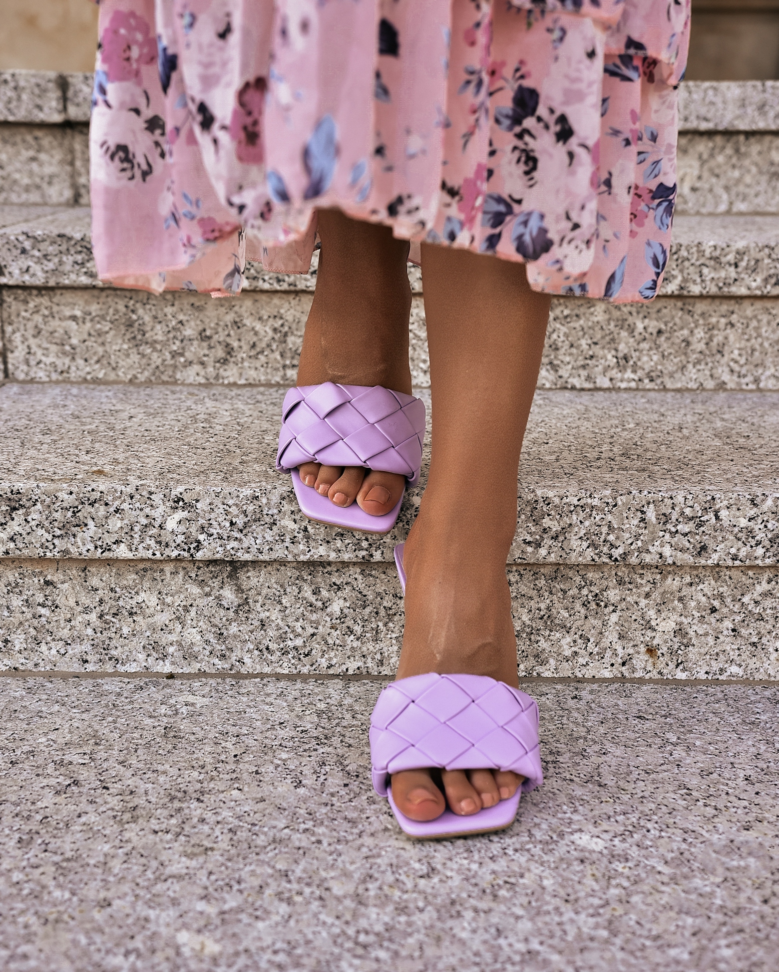 Klapki plecione na szpilce Madam Veneto fioletowe