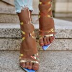 Sandały szpilki opalizujące Madam Huura kolorowe