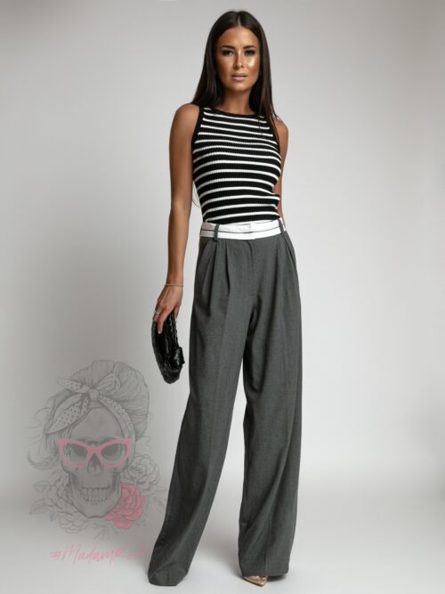 Top dzianinowy prążkowany Adigi czarny