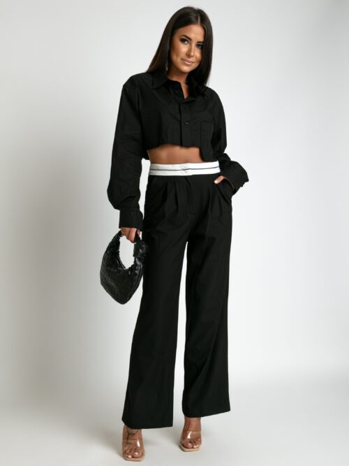 Spodnie garniturowe szerokie Moniko II czarne