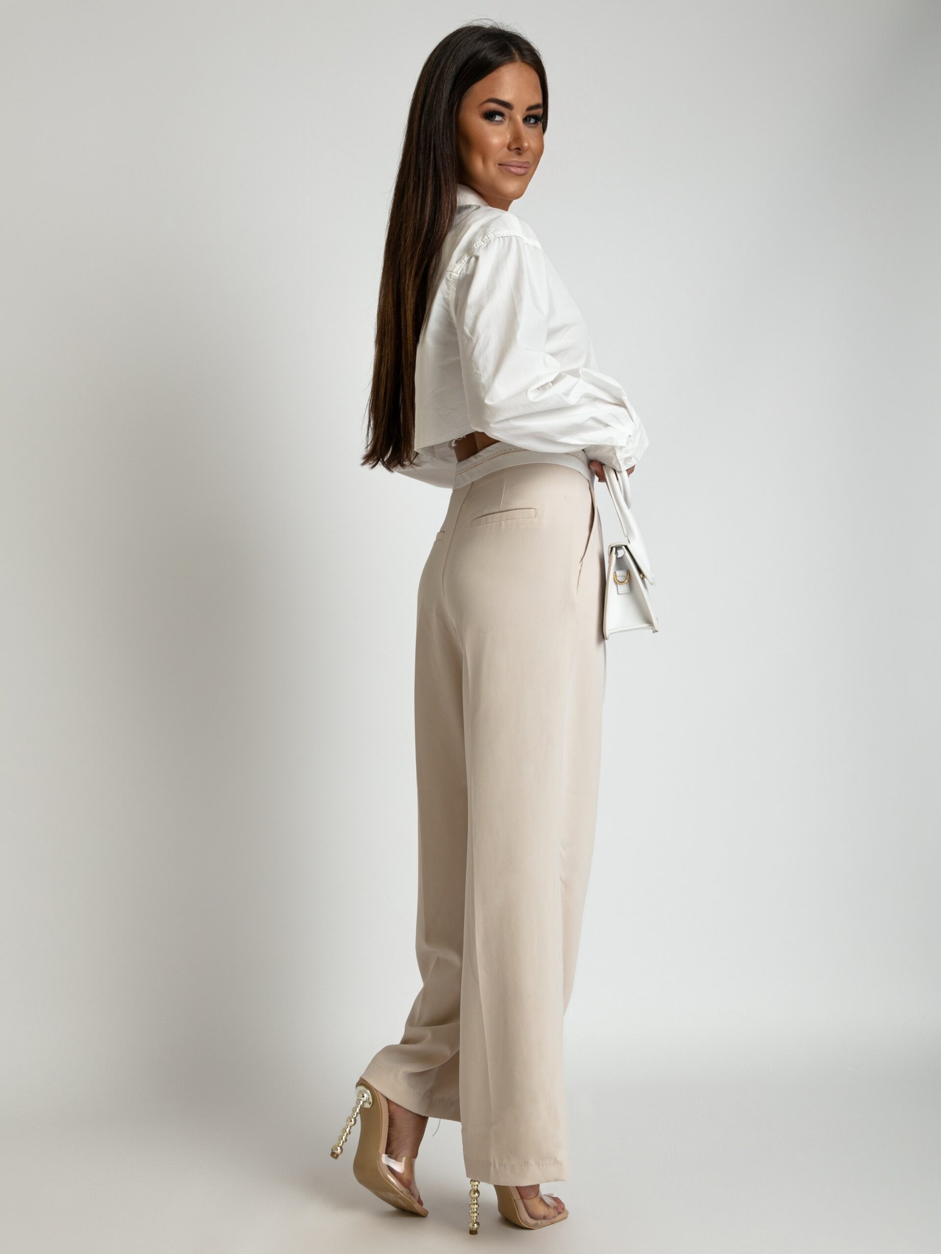 Spodnie garniturowe szerokie Moniko II beżowe