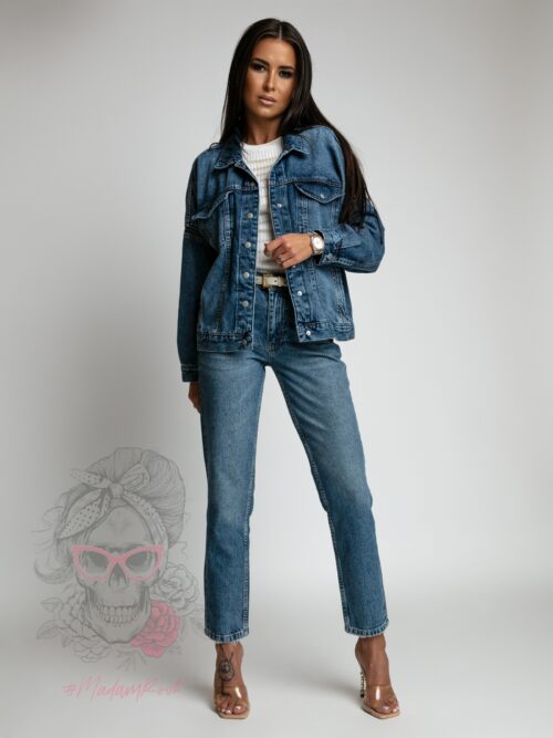 Spodnie boyfriend gładkie Opus granat