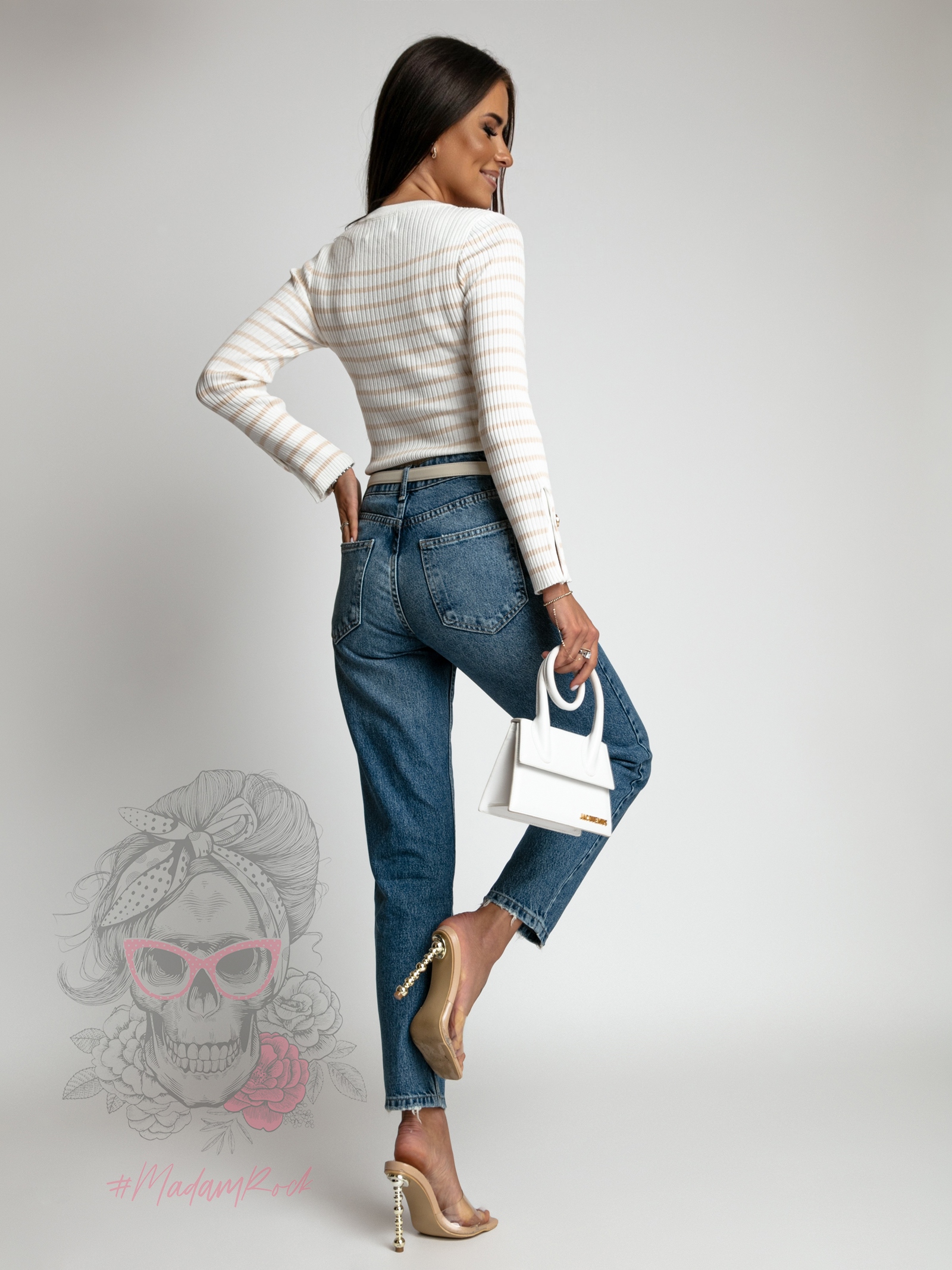 Spodnie boyfriend gładkie Opus granat Spodnie boyfriend gładkie Opus granat