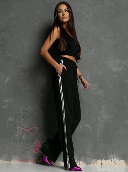 Spodnie z lampasem Sides czarne