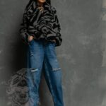 Jeansy boyfriend z paskiem Duffel granatowe