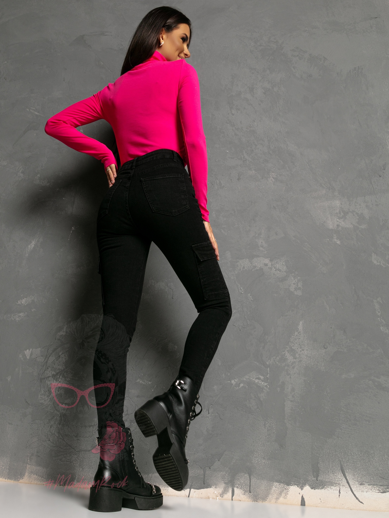 Spodnie rurki z kieszeniami Tose czarne