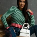 Sweterek w paski Laden zielony