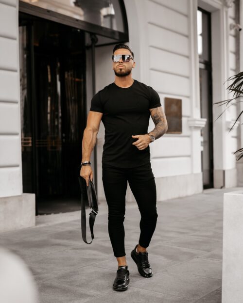 T-shirt bawełniany męski slim fit Cameo Ola Voga czarny