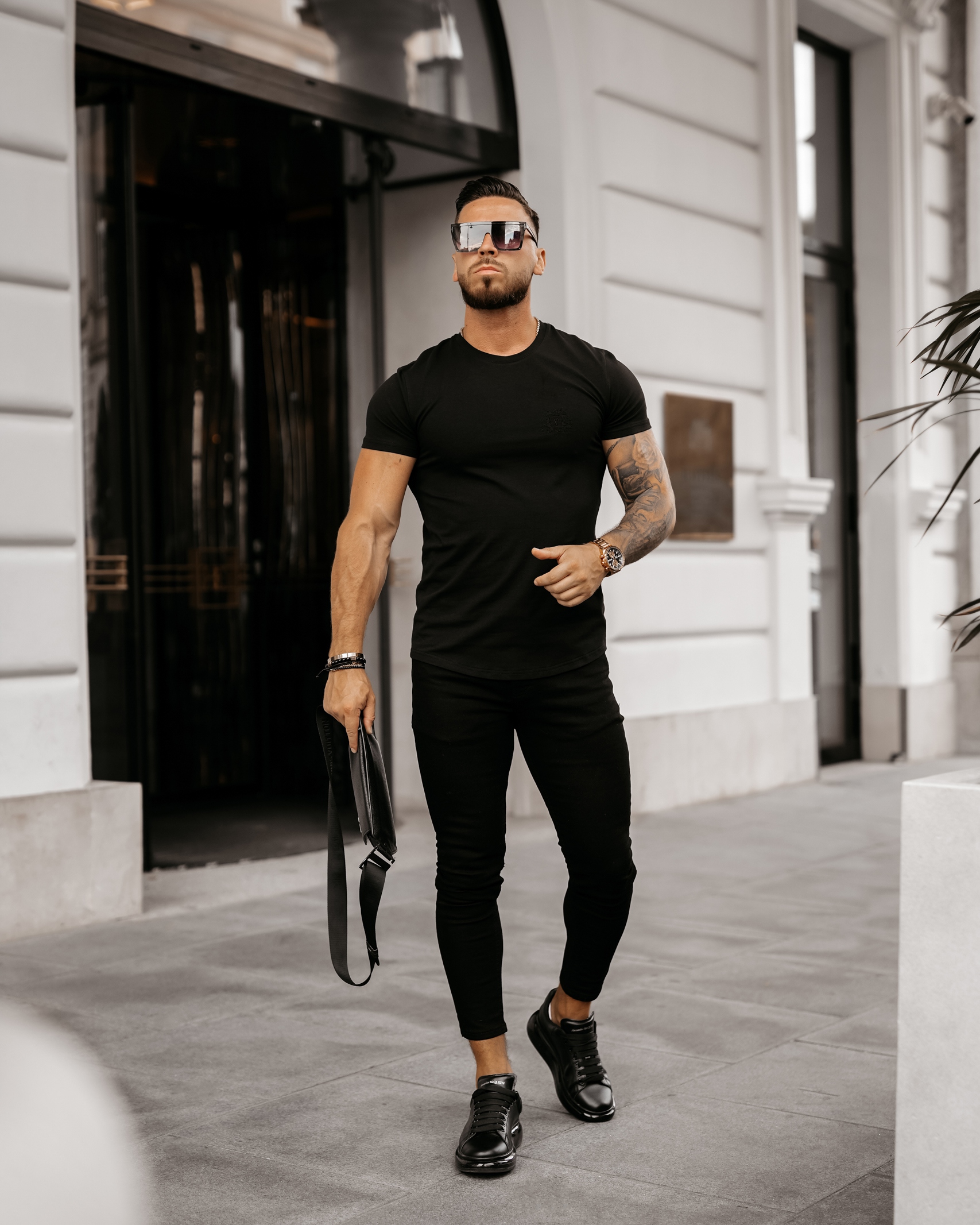 T-shirt bawełniany męski slim fit Cameo Ola Voga czarny