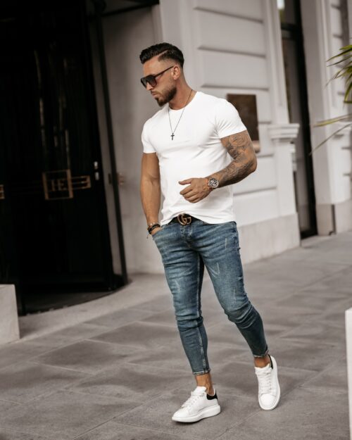 T-shirt bawełniany męski slim fit Cameo Ola Voga ecru