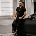 T-shirt męski bawełniany z aplikacją DLG Ola Voga czarny