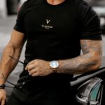 T-shirt męski bawełniany z aplikacją DLG Ola Voga czarny